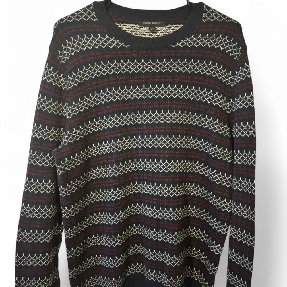 Banana Republic Navy Striped Grandpa Sweater